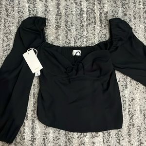 NWT - Aritzia Black Wilfred Novella Blouse, Size M